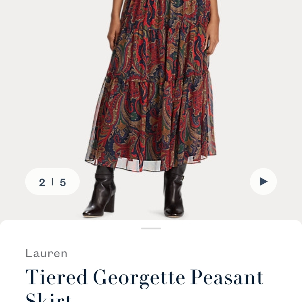 Polo by Ralph Lauren Red and Blue Paisley Maxi Skirt